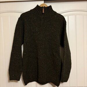 Aran Crafts Half Zip Sweater Men's Large Charcoal Gray 100% Wool High Neck